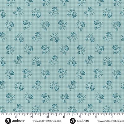 Ayla / Grid Flower - Sky / Per 25cm