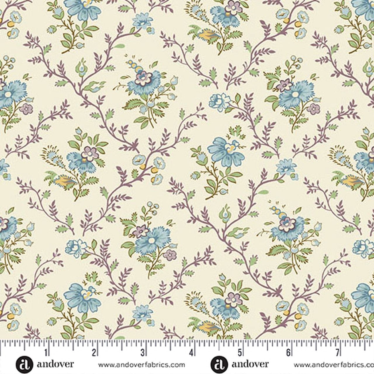 Ayla / Lattice Flowers - Azure / Per 25cm
