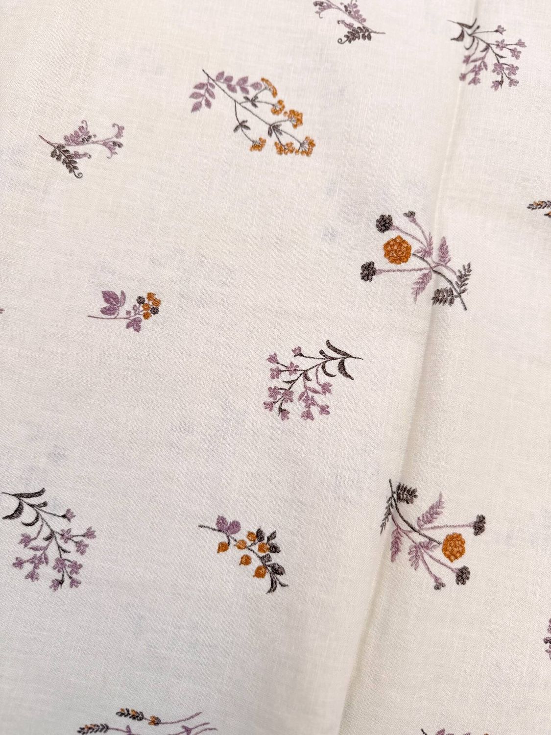 Linen Cotton Sheeting / Botany Mauve + Mustard / 25cm