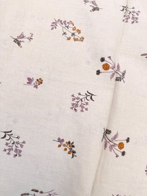 Linen Cotton Sheeting / Botany Mauve + Mustard / 25cm