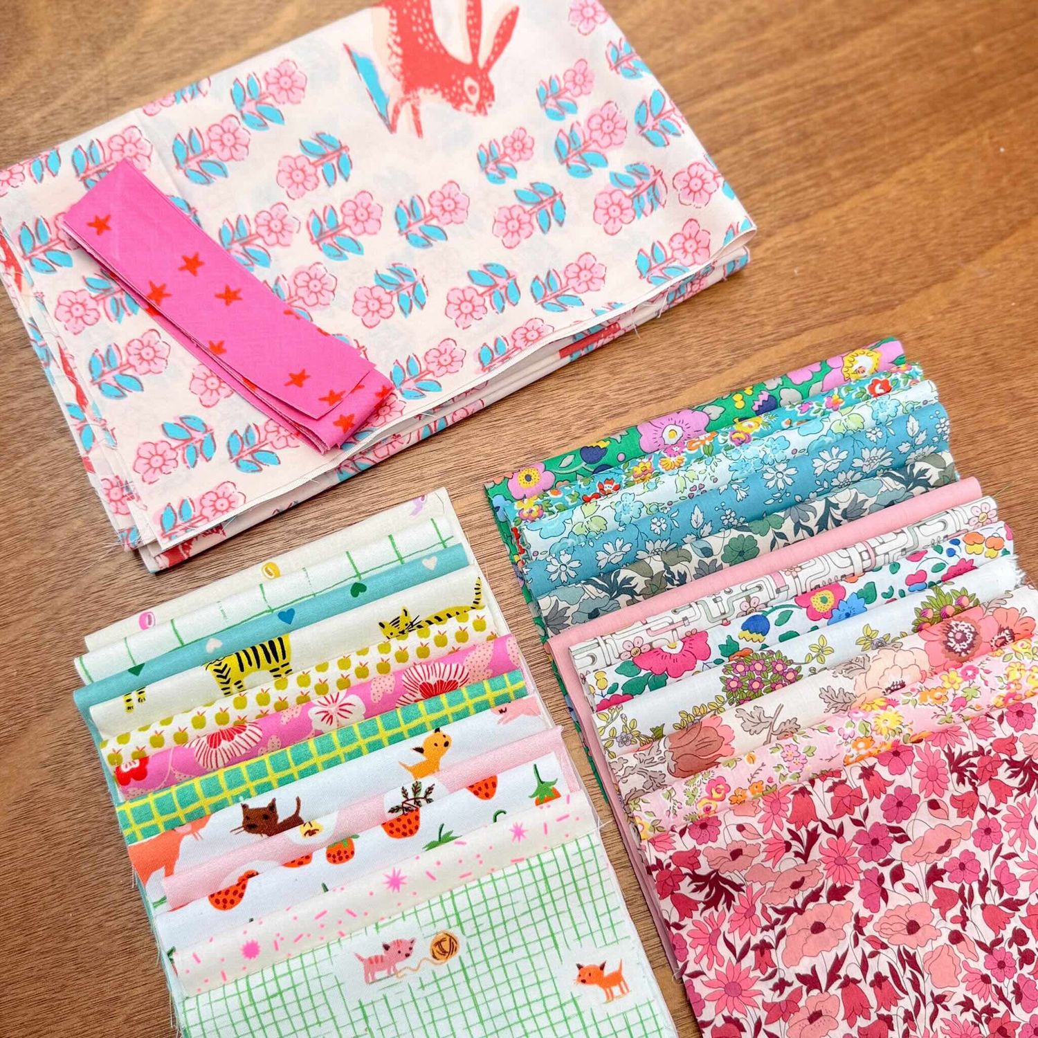 Summertime Dilly Bag Fabric Kit / Liberty-licious, Bias Colour: Pink Stars