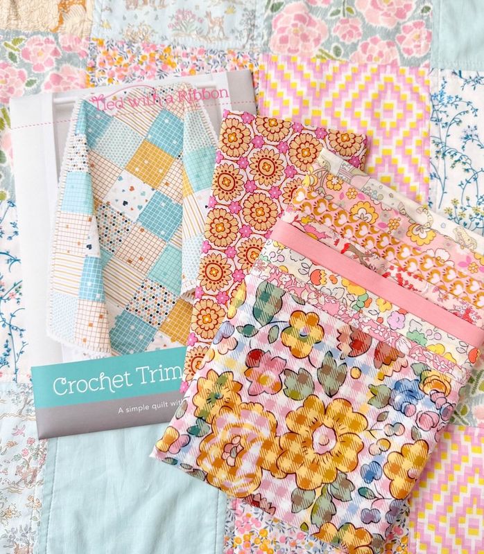 Crochet Trim Blanket Kit + Pattern / 8 x 8ths + 25cm Binding / Pinks