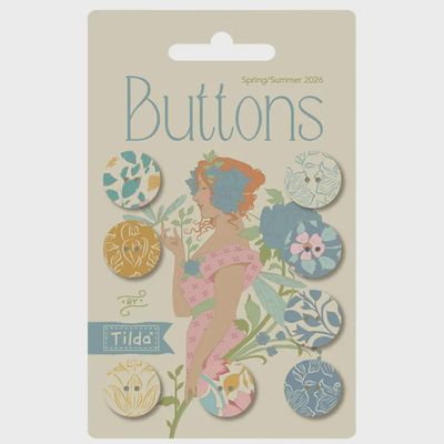 Tilda Songbird Buttons - Blue / 8 pack