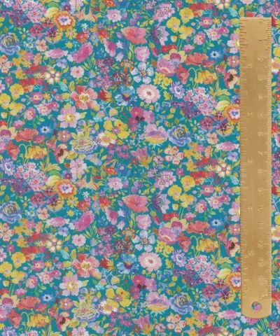 Liberty Tana Lawn - Floral Journey / Classic Garden - Teal / 25cm