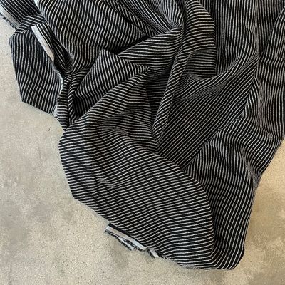 Linen with Rayon Stripe Black/Natural 180gsm  / per 25cm