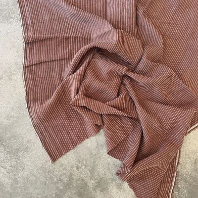 Linen with Rayon Stripe Cocoa / per 25cm