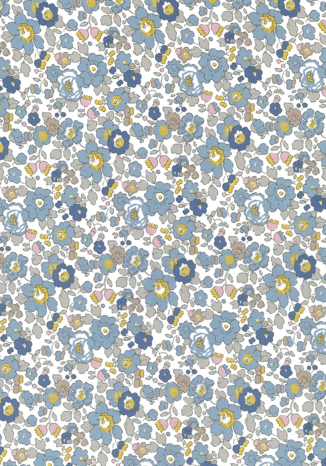 Liberty Tana Lawn Bespoke / Betsy Z Blue + Mustard / 25cm