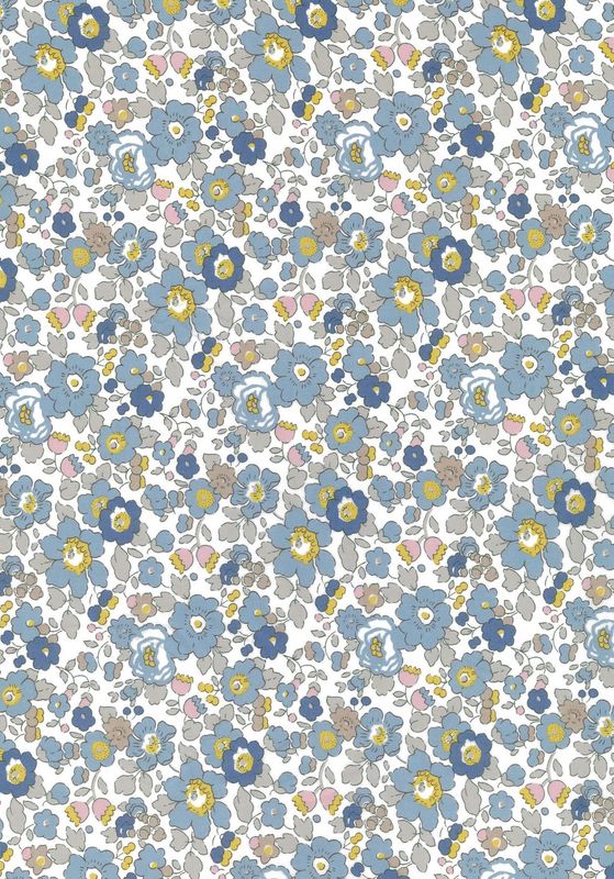 Liberty Tana Lawn Bespoke / Betsy Z Blue + Mustard / 25cm