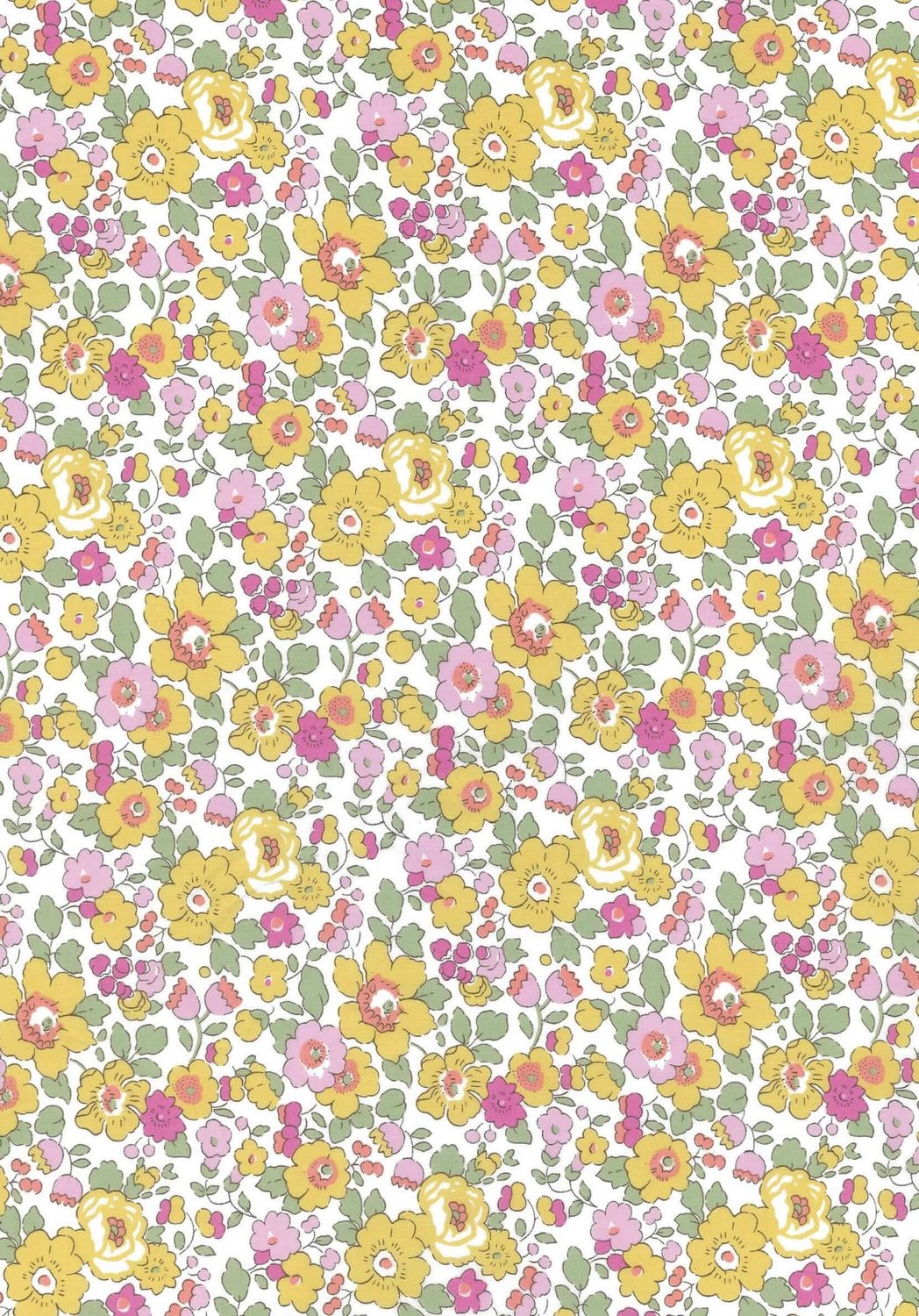 Liberty Tana Lawn Bespoke / Betsy Y - Yellow Pink / 25cm