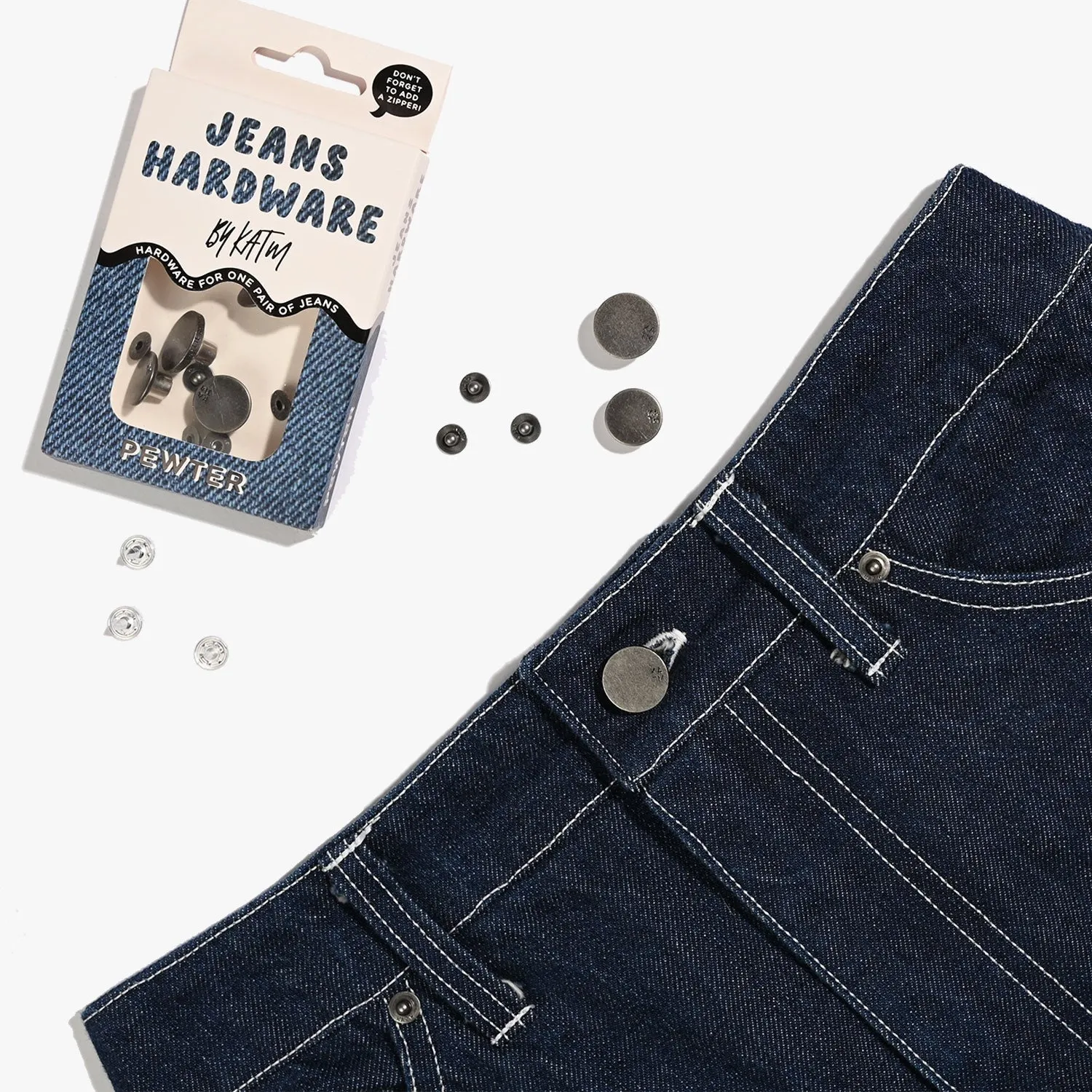 KATM / Jeans Hardware Kit, Finish: Pewter