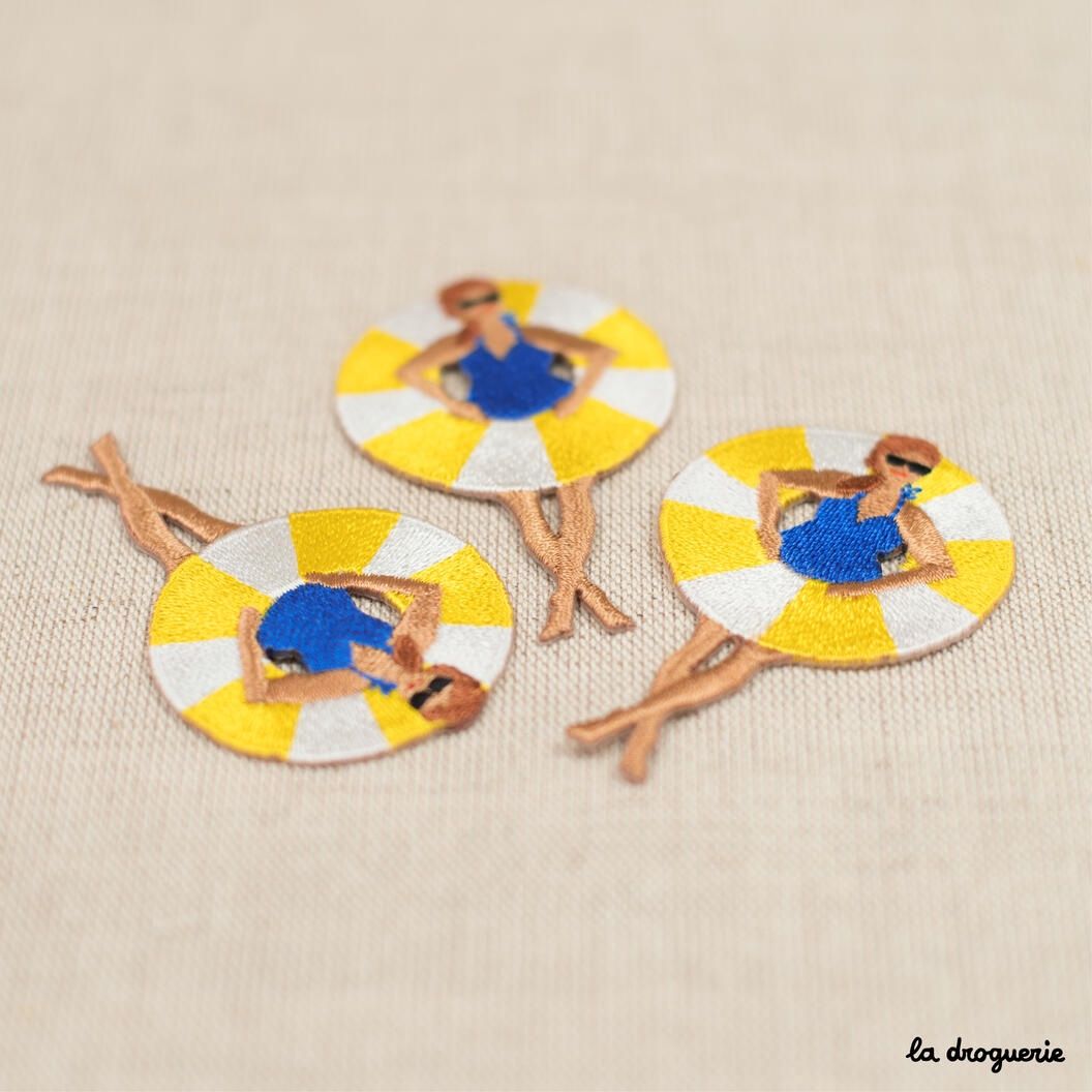 Iron On Patch / Girl &amp; Buoy - Blue Jersey