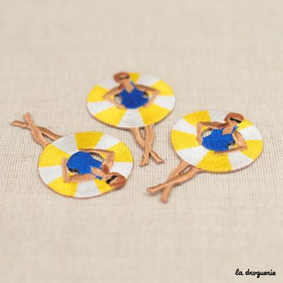 Iron On Patch / Girl &amp; Buoy - Blue Jersey