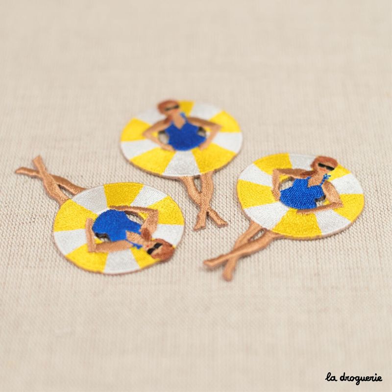 Iron On Patch / Girl &amp; Buoy - Blue Jersey