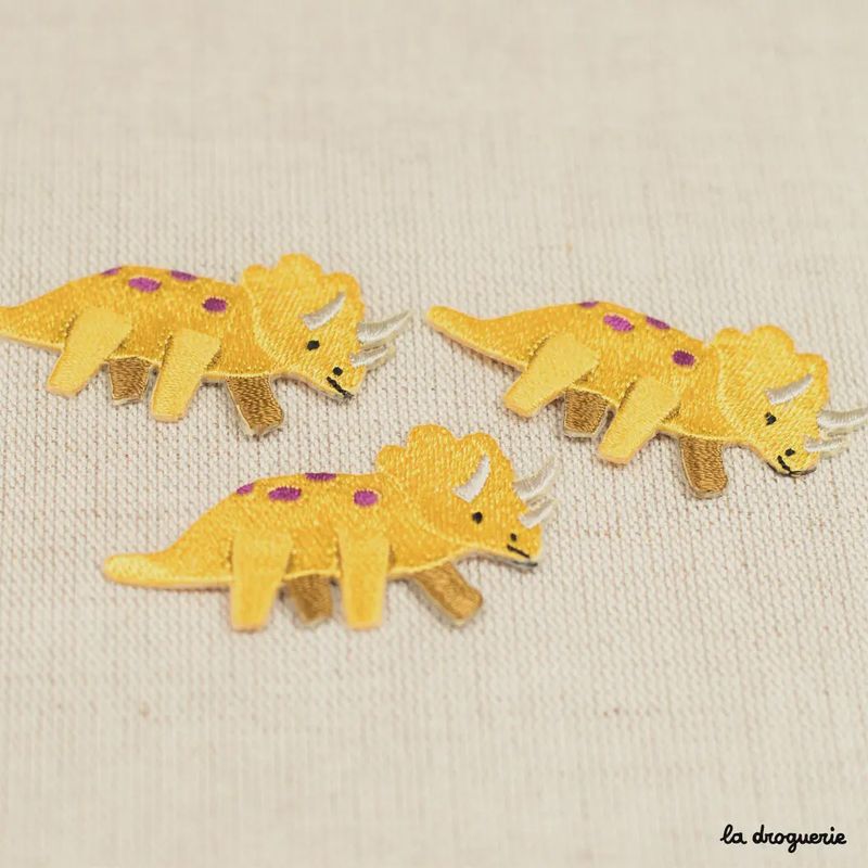 Iron on Patch / Yellow Triceratops
