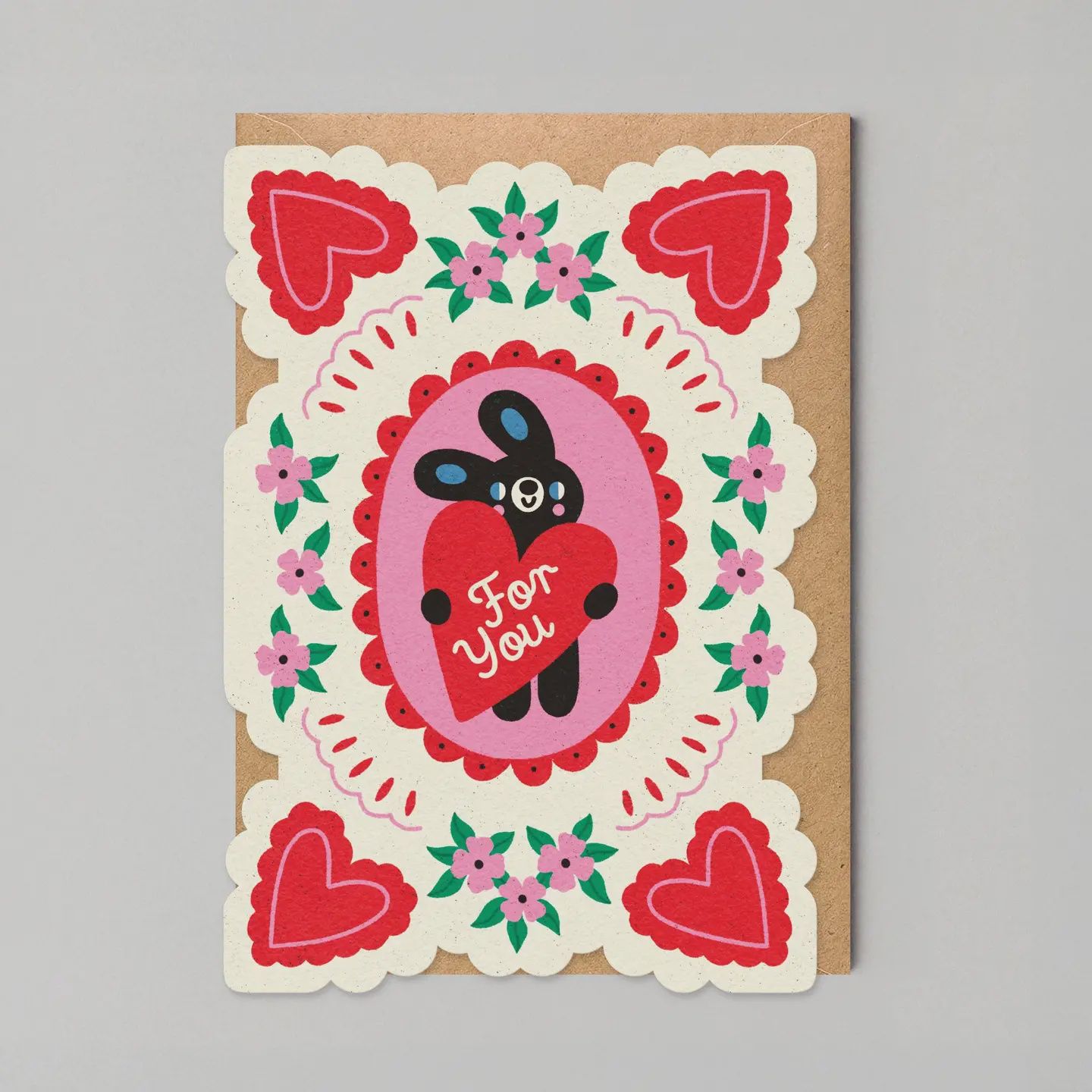 For You Love Bunny Cut Out / greeting Card