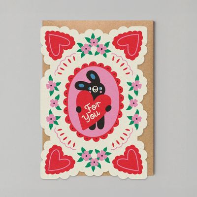 For You Love Bunny Cut Out / greeting Card