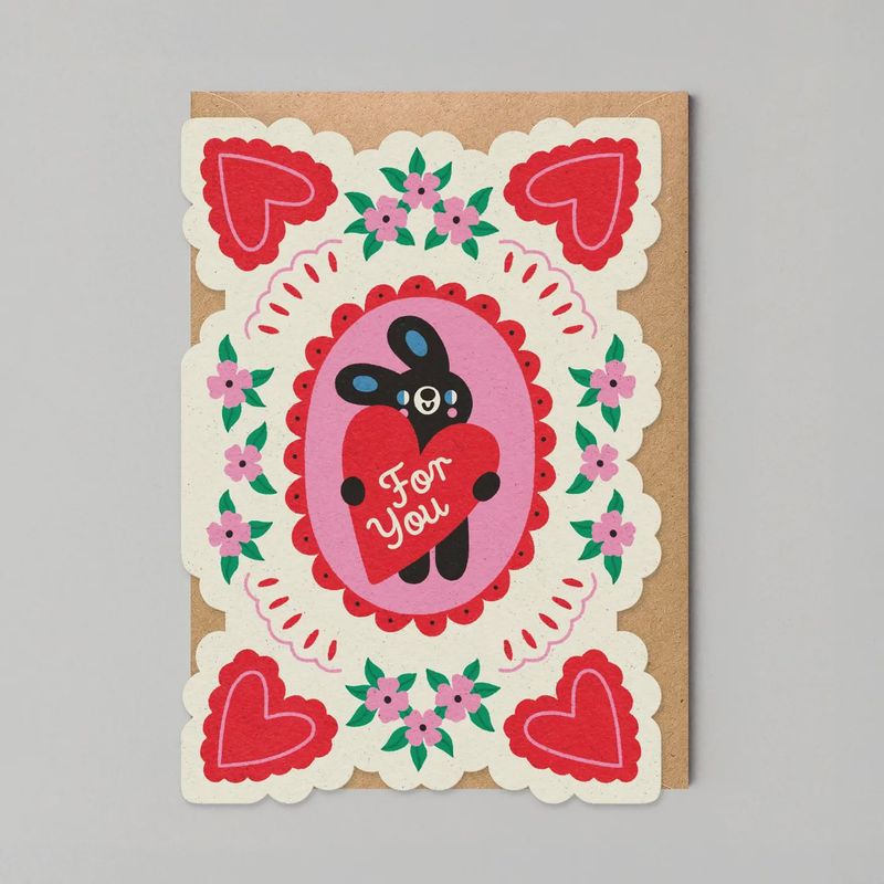 For You Love Bunny Cut Out / greeting Card