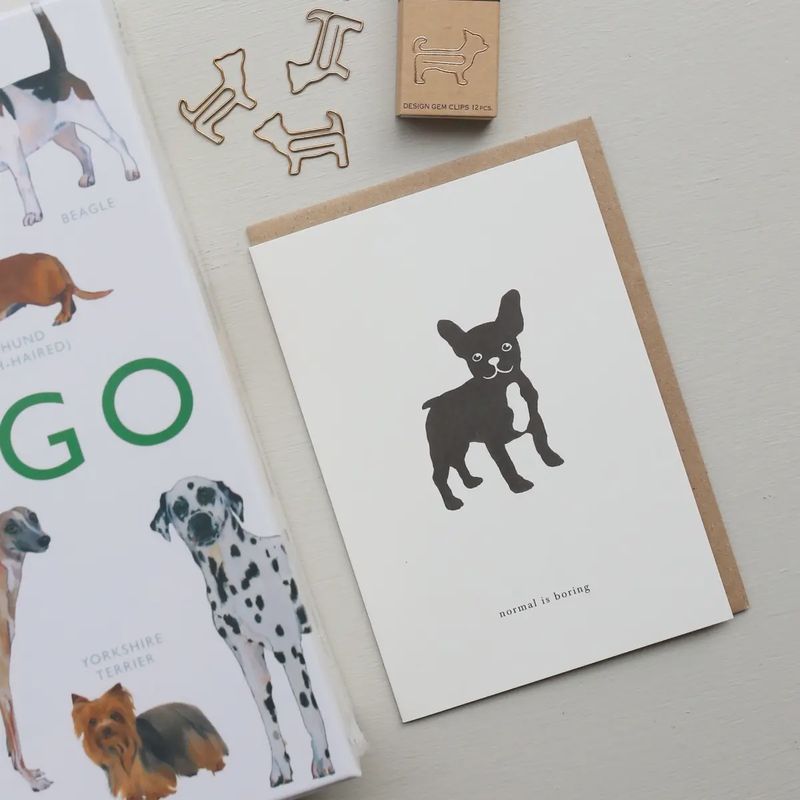 Frenchie / Normal is Boring Greeting Card