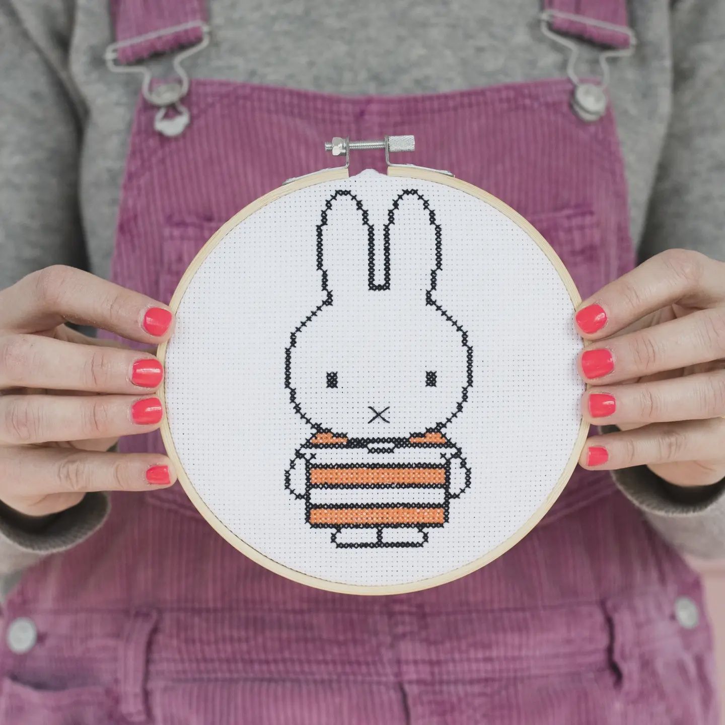 Cotton Clara Cross Stitch Kit / Miffy in Orange Stripes