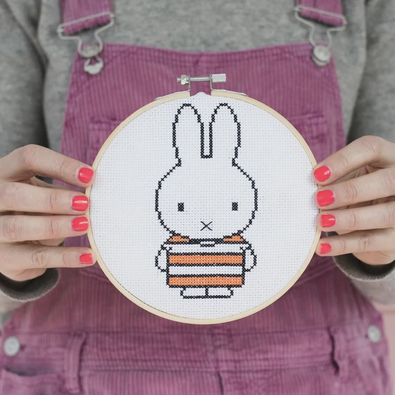 Cotton Clara Cross Stitch Kit / Miffy in Orange Stripes