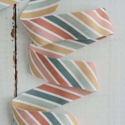 2.5" Bias Quilt Binding / Boho Rainbow Cotton / Per Metre