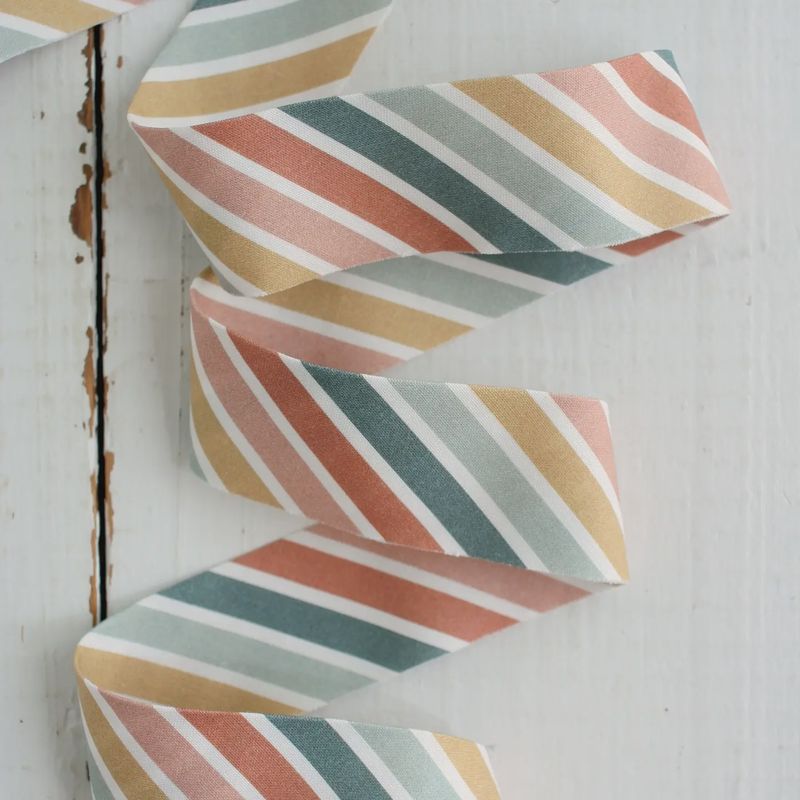 2.5" Bias Quilt Binding / Boho Rainbow Cotton / Per Metre