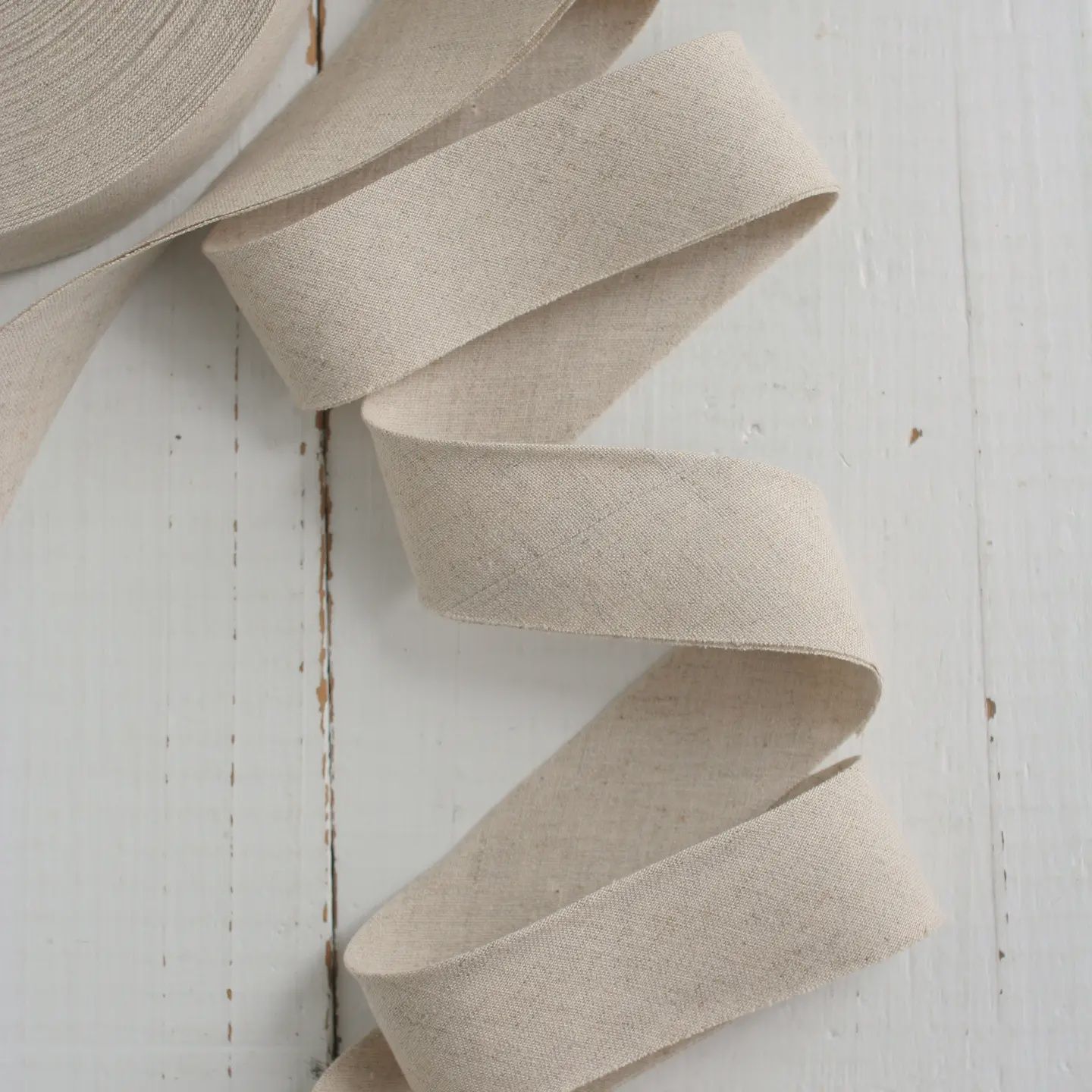 2.5" Bias Quilt Binding / Natural Linen Cotton / Per Metre