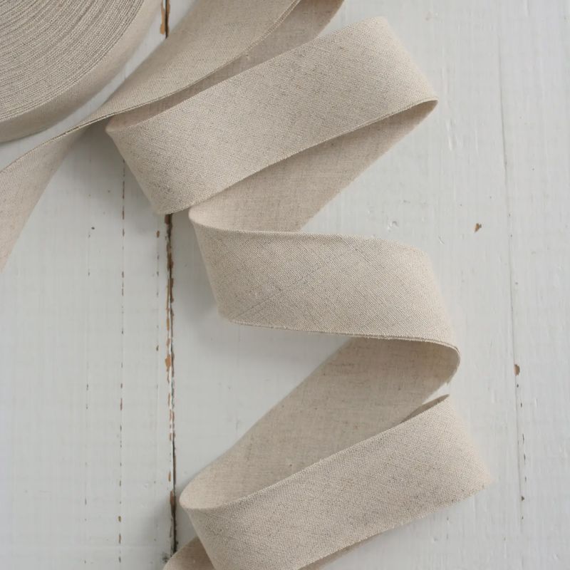 2.5" Bias Quilt Binding / Natural Linen Cotton / Per Metre