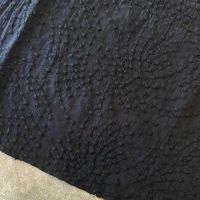 Embroidered Cotton / Chain Stars - Black / 25cm