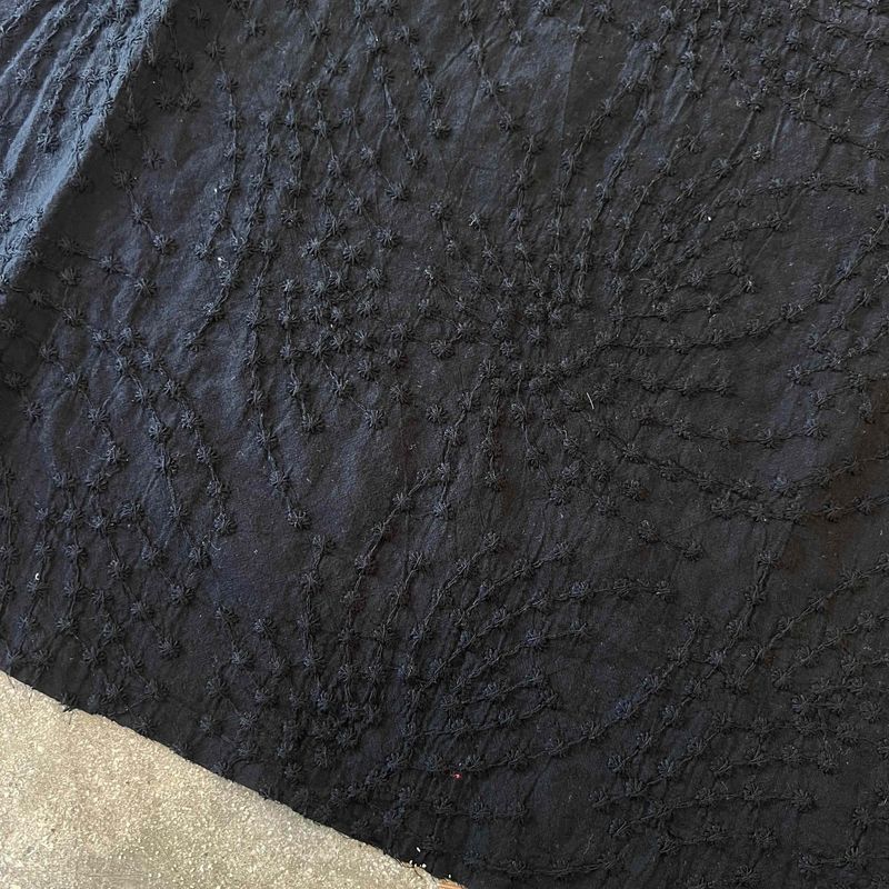 Embroidered Cotton / Chain Stars - Black / 25cm