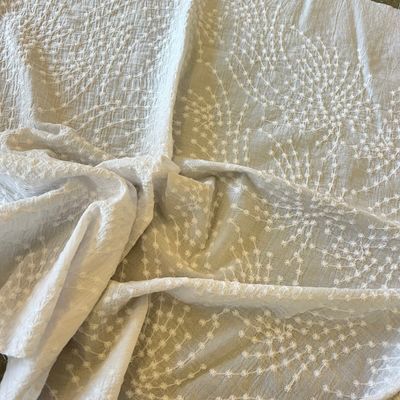 Embroidered Cotton / Chain Stars - White / 25cm