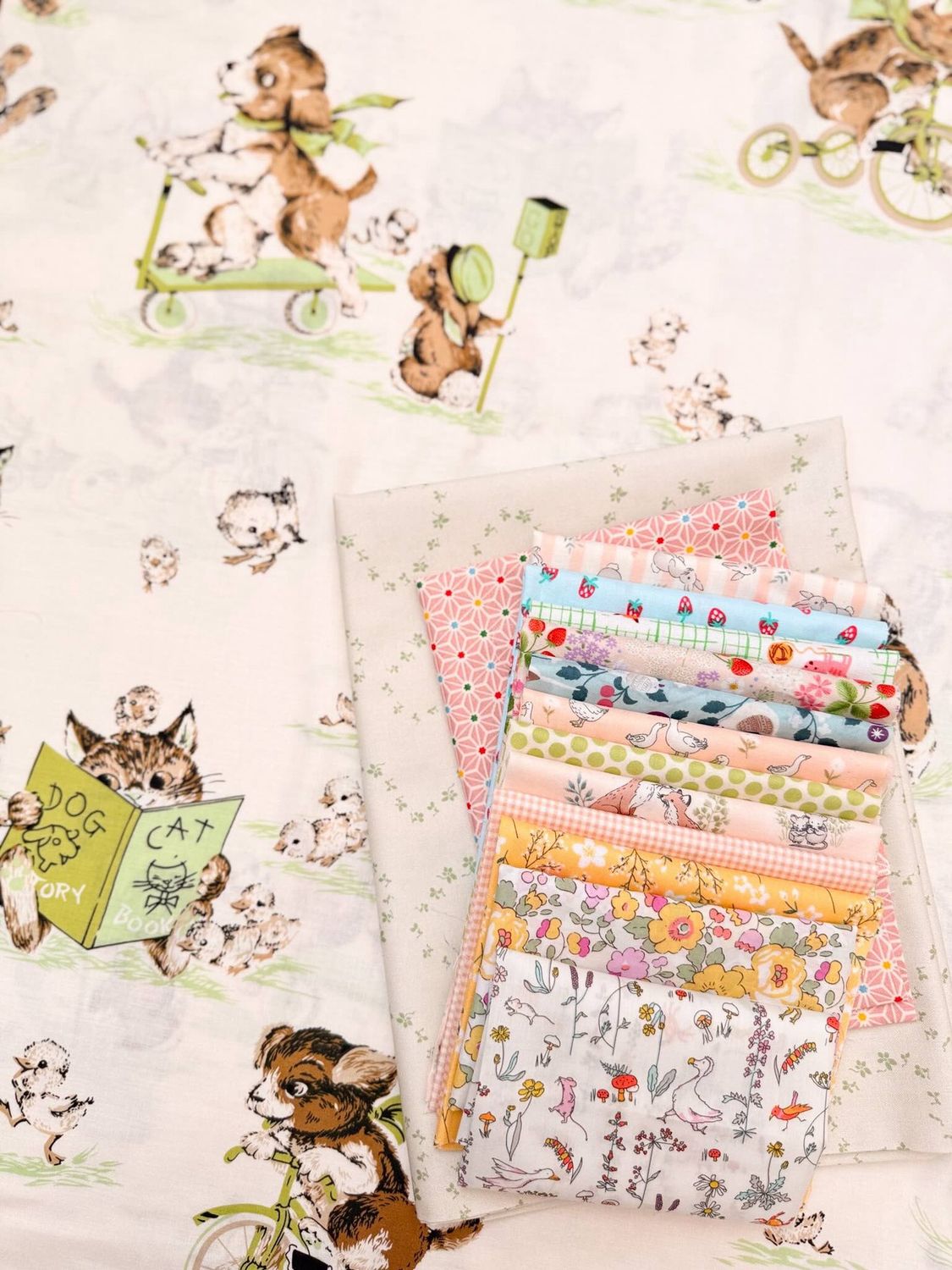 Judy Newman Posy Quilt Fabric Kit + Pattern + Templates, Style: With GREEN backing
