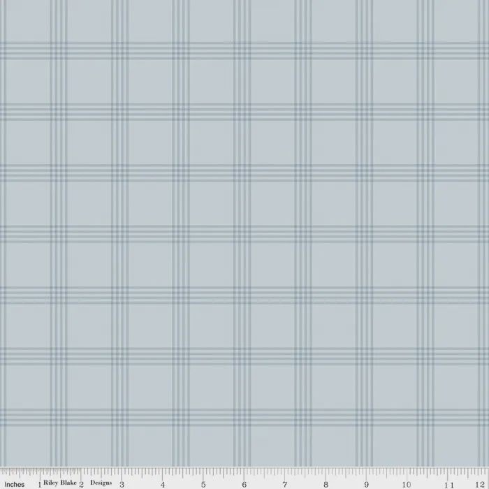 Riley Blake Flannel / Till the Cows Come Home Plaid - Blue / Per 25cm
