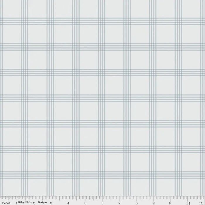 Riley Blake Flannel / Till the Cows Come Home Plaid - Cloud / Per 25cm