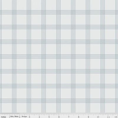 Riley Blake Flannel / Till the Cows Come Home Plaid - Cloud / Per 25cm