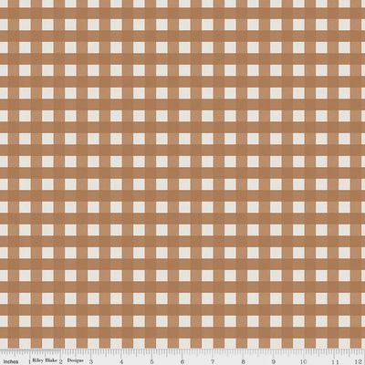 Riley Blake Flannel / On the Farm Plaid - Brown / Per 25cm