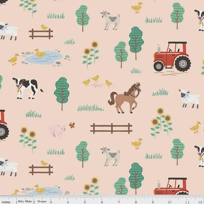 Riley Blake Flannel / On the Farm - Latte / Per 25cm