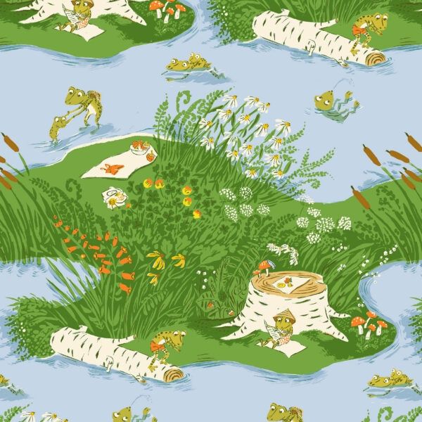 Heather Ross Favourites / Frog Pond - Med Blue / per 25cm