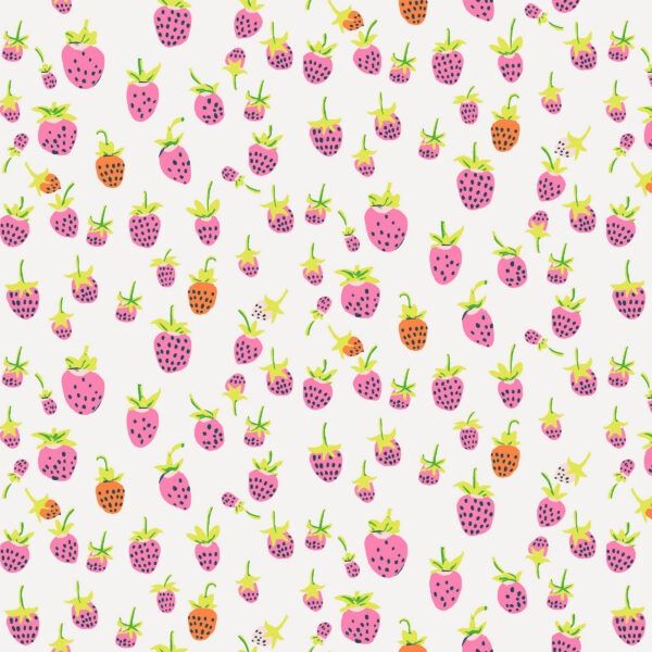 Heather Ross Favourites / Strawberries - Pink / per 25cm