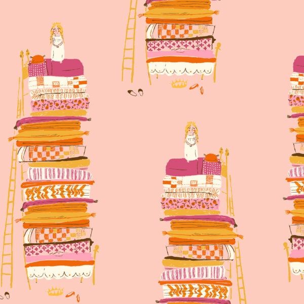 Heather Ross Favourites / Princess &amp; The Pea - Pink / per 25cm