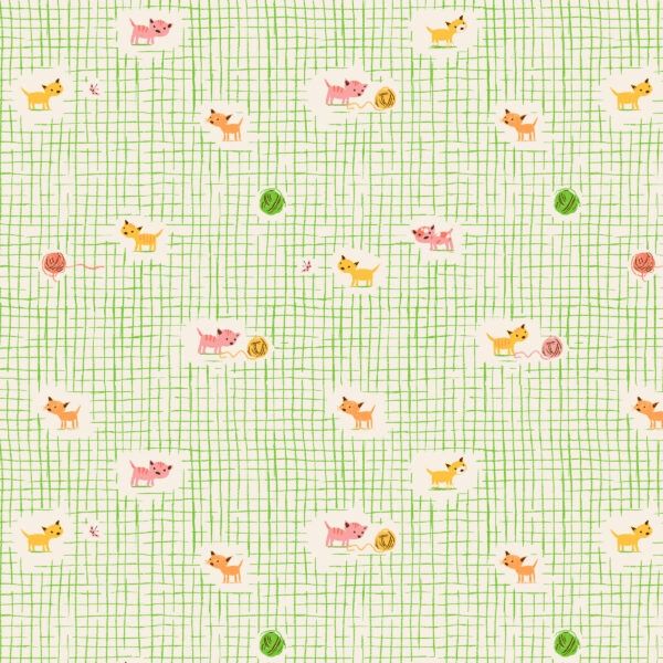Heather Ross Favourites / Kitten Plaid - Green / per 25cm