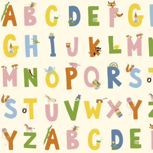 Heather Ross Favourites / Alphabet - Cream / per 25cm