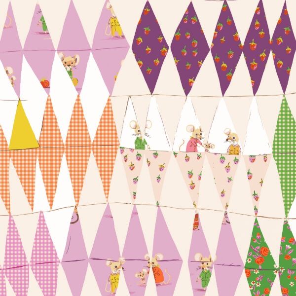 Heather Ross Favourites / Trixie Collage - Blush / per 25cm