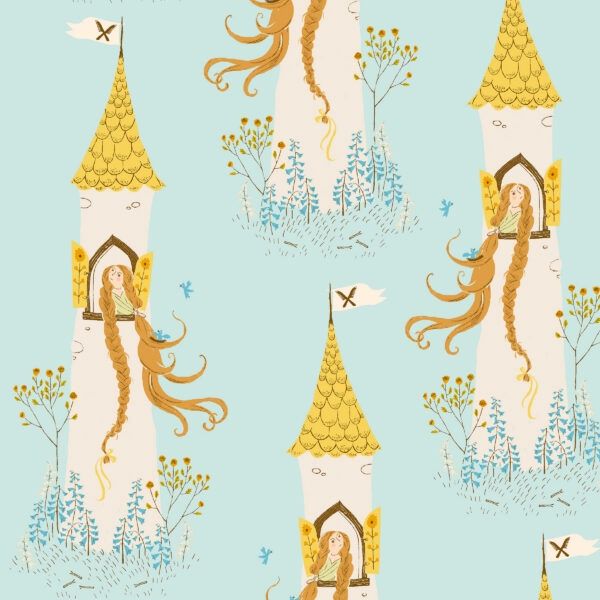 Heather Ross Favourites / Rapunzel - Aqua / per 25cm