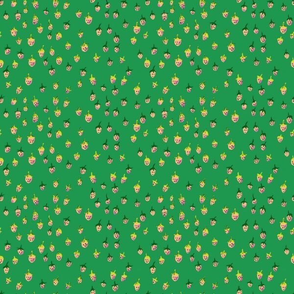 Heather Ross Favourites / Field Strawberries - Jade / per 25cm