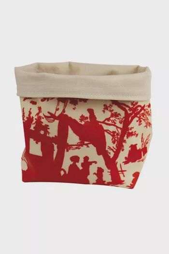Maison Sajou Oilcoth Storage Pot / Toile De Jouy Red