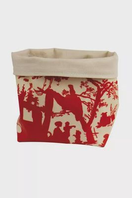 Maison Sajou Oilcoth Storage Pot / Toile De Jouy Red