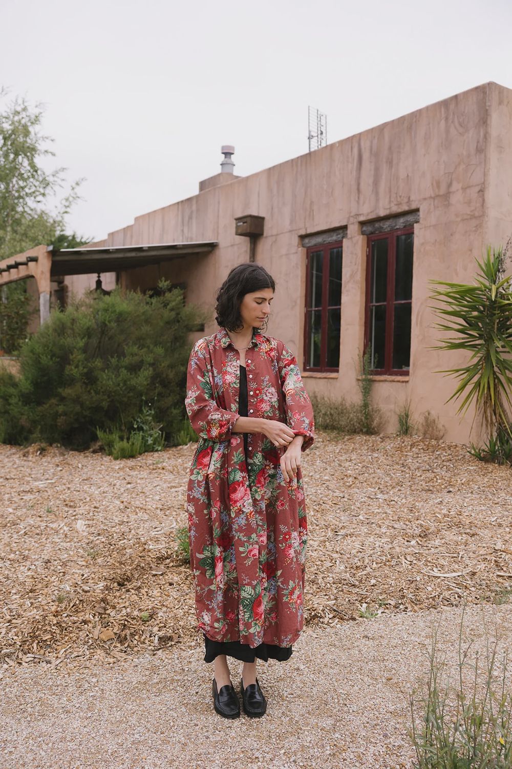 Metta / Oak Gathered Waist Dress / Sunset Garden Chintz