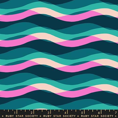 Ruby Star Poolside Too / Waves - Peacock / Per 25cm