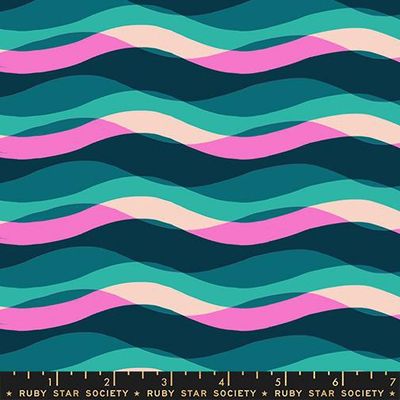 Ruby Star Poolside Too / Waves - Peacock / Per 25cm